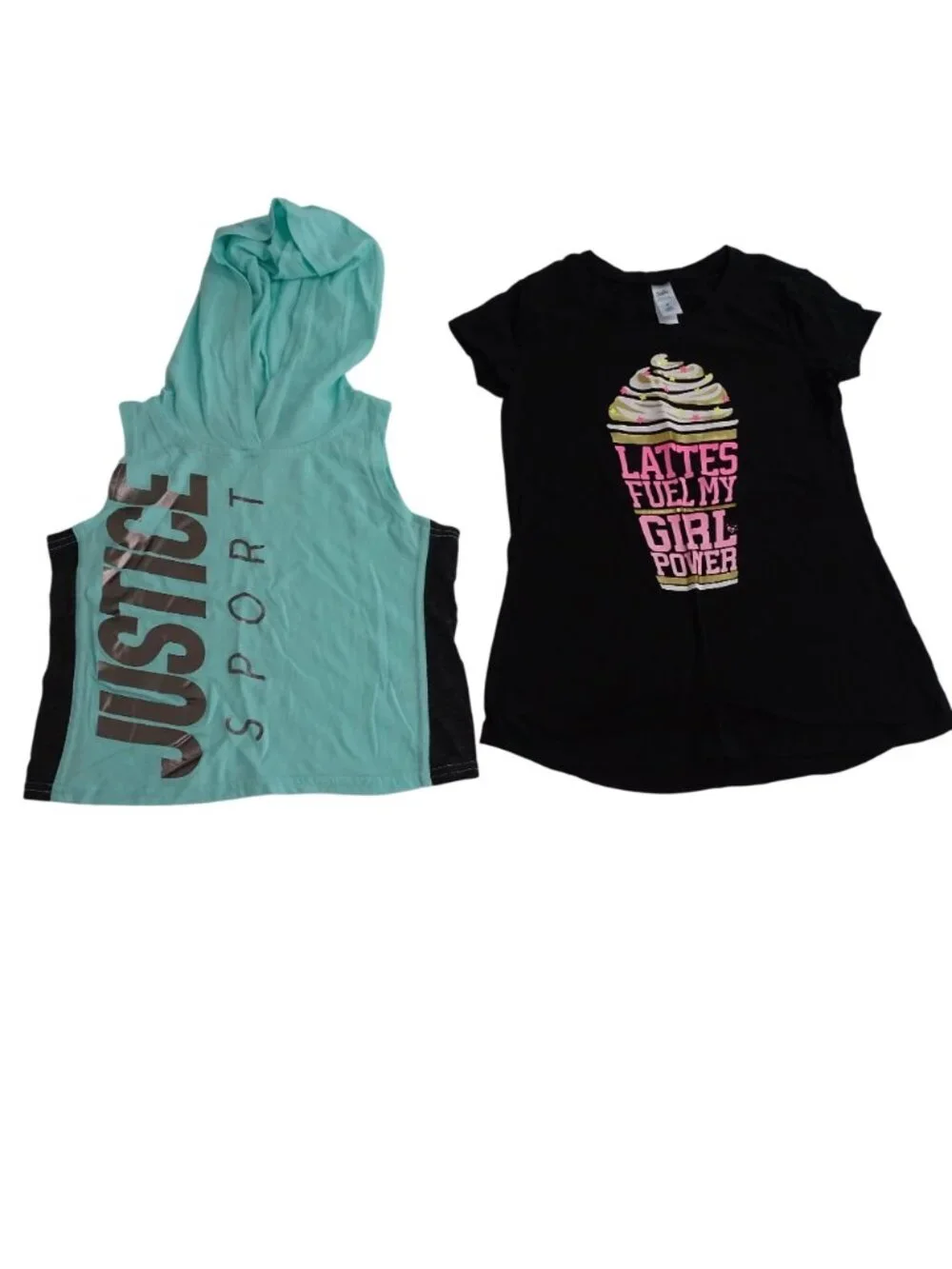 Lot of 5 Justice Activewear Sports Casual Wear Shirts and Swimsuit Girls Size 8